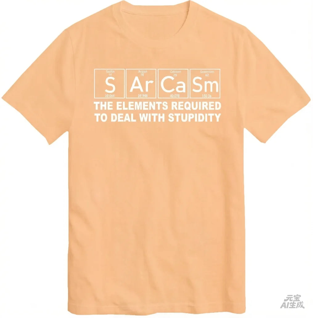 Funny 'Sarcasm Elements' Periodic Table T-Shirt, Science Chemistry Humour