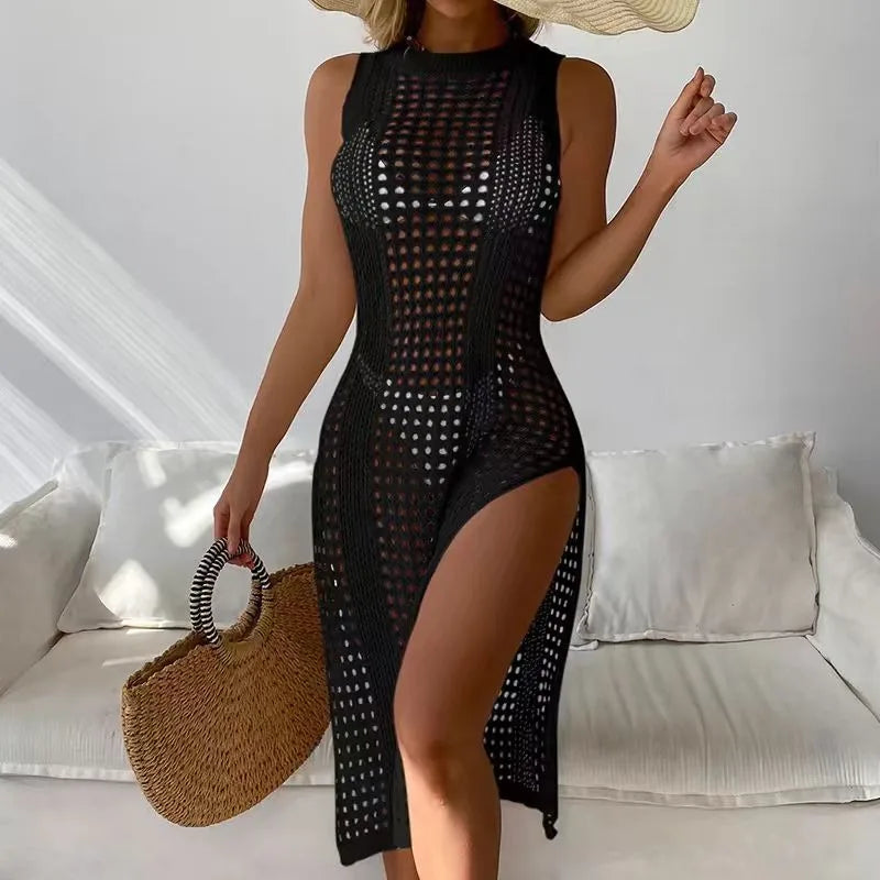 Women's Summer Sexy Hollow-Out Knitted Beach Cover-Up