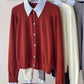 Vireous French-Style Polo Collar Fake-Two Piece Cardigan