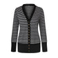 Vibrant Stripe Women's Cardigan Coat, Single Breasted Long Sleeves