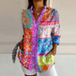 Vireous Bright Patchwork Printed Women's Summer Shirt, Candy Colours