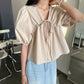 Puff Sleeve Women's Businesswear Casual Lace-Up Shirt