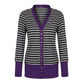 Vibrant Stripe Women's Cardigan Coat, Single Breasted Long Sleeves