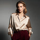 Vireous Luxury Soft Satin Women's Classic Shirt, Block Colours