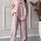 Women's Cotton and Linen Round-Neck Summer Short-Sleeves Pants Suit