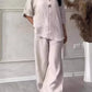 Women's Cotton and Linen Round-Neck Summer Short-Sleeves Pants Suit