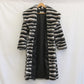 Vireous Women's Faux Fur Coat, Large Lapel Zebra-Print Mink Long Coat