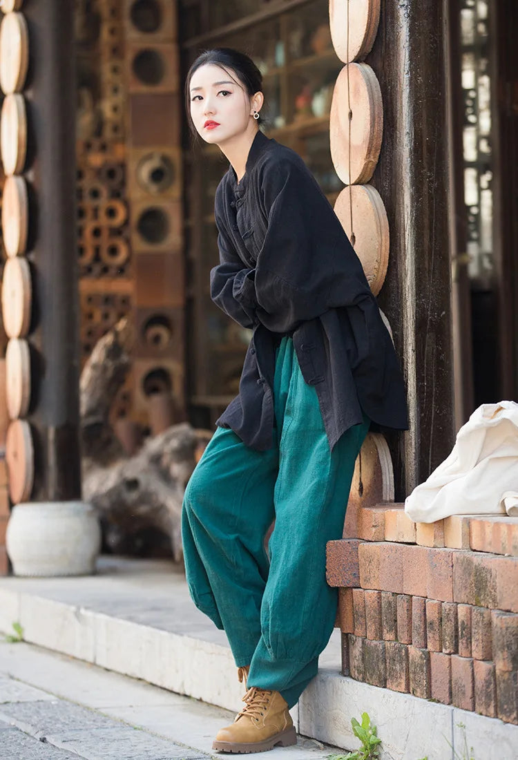 Fashion Cotton Linen Women's Stand Collar Jacket, Multi Colours