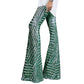 Vireous Women's Sparkling Sequin Slacks, Loose Mid-Waist Trousers