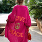 'Love and Peace' Design Women's Long Knitted Cardigan, Sweater Coat