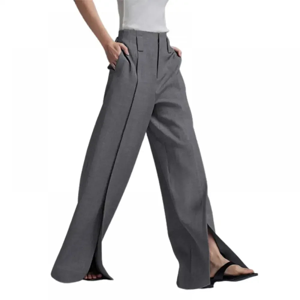 Women's Very Wide Leg Urban Pleated Split-Front Trousers