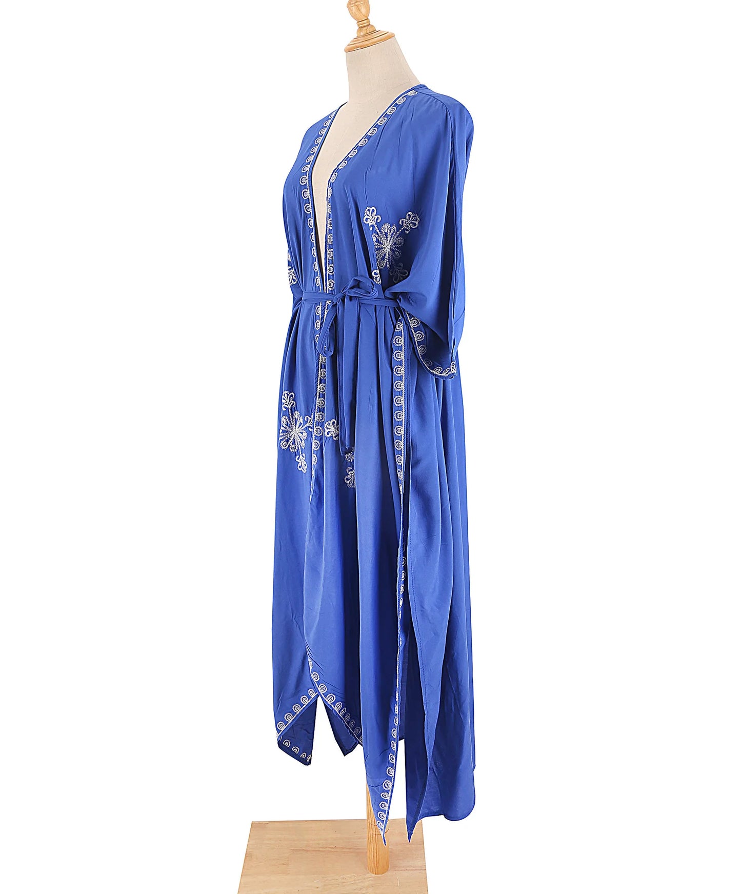 Loose Beach Kimono Cardigan Swimsuit Cover Up with Embroidery