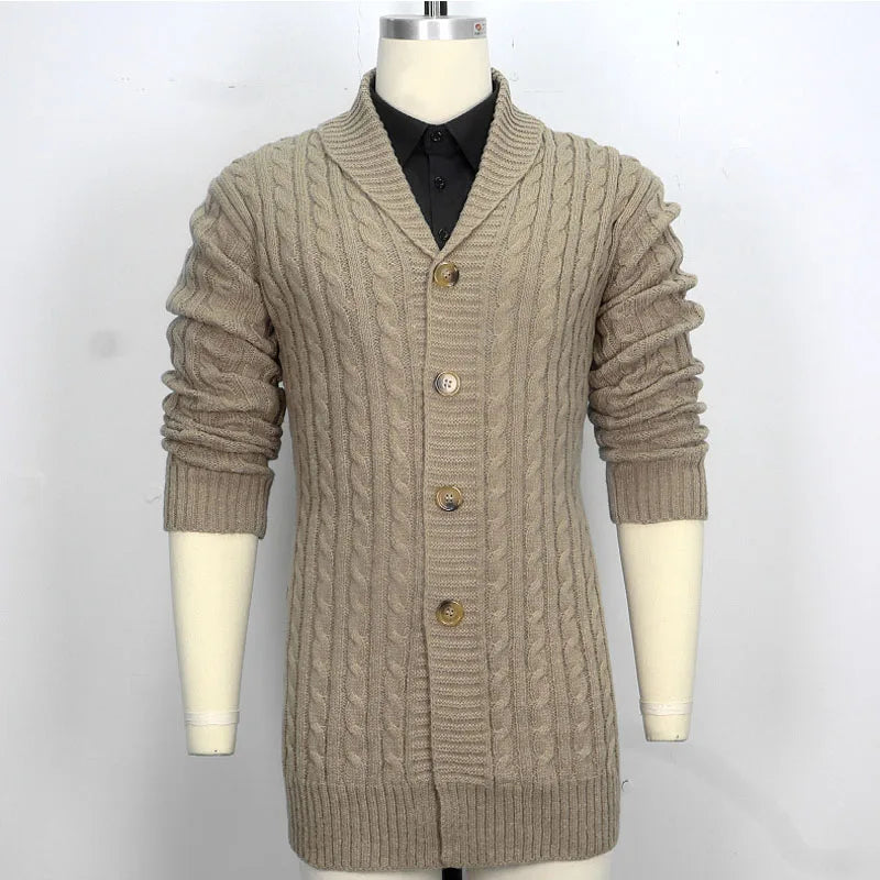 Vireous Men's Very Long Cable Knit Sweater, Multi Colours