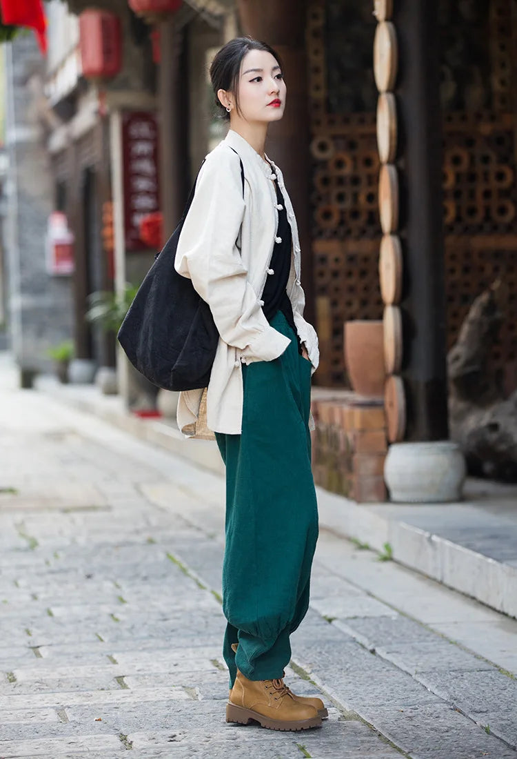 Fashion Cotton Linen Women's Stand Collar Jacket, Multi Colours