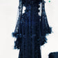 Dark Cross Romantic Goth Vintage Lace Evening Dress with Floral Appliques
