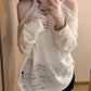 Dark Cross Punk Gothic Cold-Shoulder Loose See-Through Crop Top