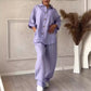 Women's Plus-Size Cotton Linen Two Piece Casual Suit
