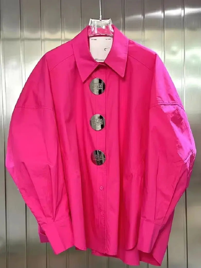 Women's Loose Casual Oversized Cotton Shirt, Candy Colours