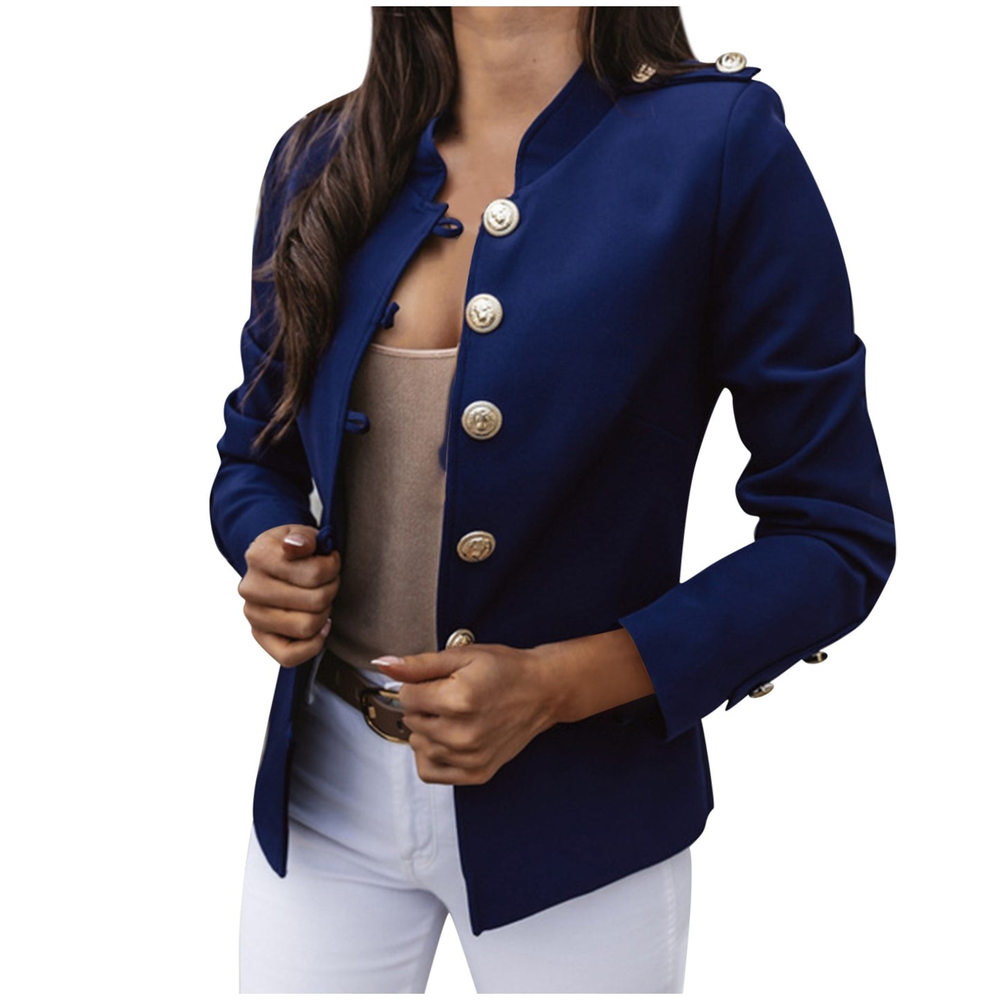 Vireous Women's Casual Slim Fit Military Style Jacket, Multi Colours