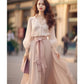 Elegant Retro French Women's Lace-Up Chiffon Two-Piece Outfit