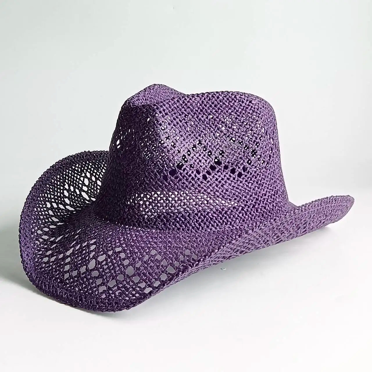 Women's Openwork Woven Cowboy Hat, Multicolours