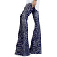 Vireous Women's Sparkling Sequin Slacks, Loose Mid-Waist Trousers