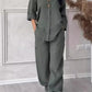 Women's Cotton and Linen Round-Neck Summer Short-Sleeves Pants Suit