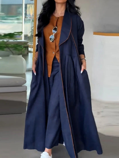 Vireous Women's Windbreaker Fashion Extra-Long Coat, Loose Ruched