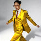 Professional Performance Wear Women's Tuxedo, Gold Satin Three-Piece Suit, Night Wear