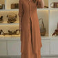 Elegant Lapel Single-Breasted Long Shirt and Wide-Leg Pants Suit