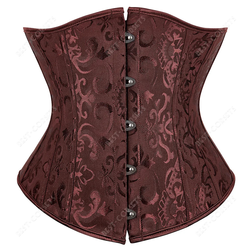 Women's Steampunk Faux-Leather Underbust Corset in Brown