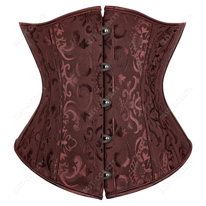 Women's Steampunk Faux-Leather Underbust Corset in Brown