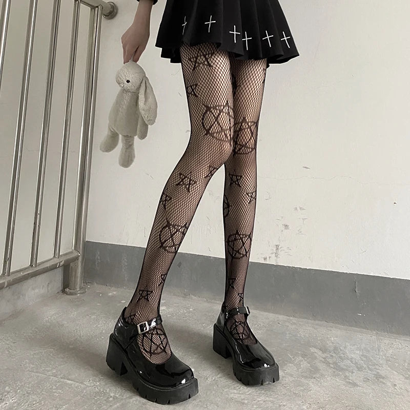 Streetwear Split Toe Socks, Strappy Lace Fishnet Stockings, Multi Designs