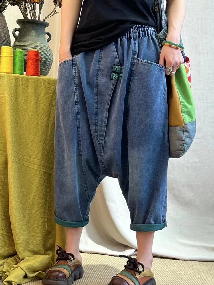 Women's Cropped Casual Baggy Denim Jeans