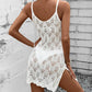 Solid Pointelle Knit Strap Summer White Dress