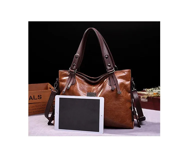 Fashion Versatile Tote Bag Two-Tone Large Capacity Handbag