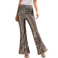 Vireous Women's Sparkling Sequin Slacks, Loose Mid-Waist Trousers