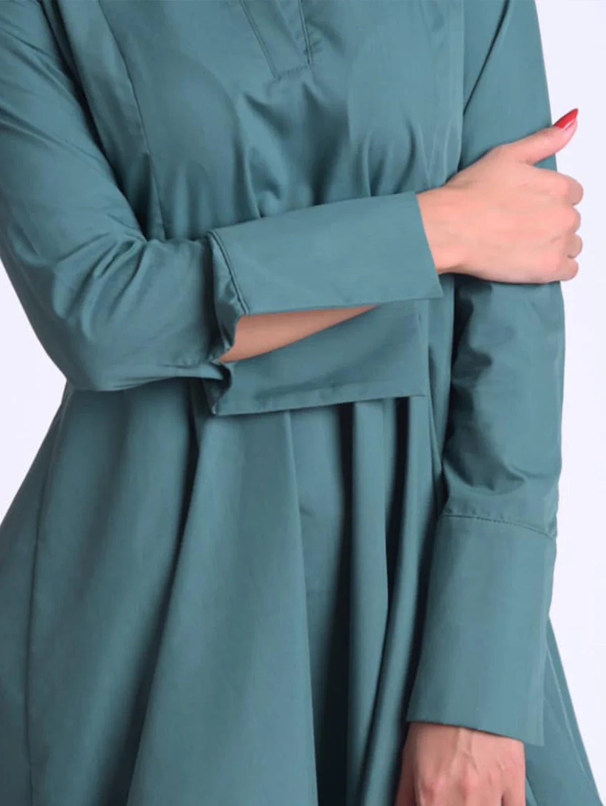 Minimalist Black Stand Collar A-Line Midi Dress