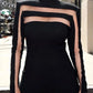 Sexy and Club, Mesh Cut-Out High-Neck Black Women's Top
