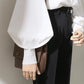 Vireous Lantern-Sleeve Stand Collar Businesswear Blouse, Spring and Autumn Style