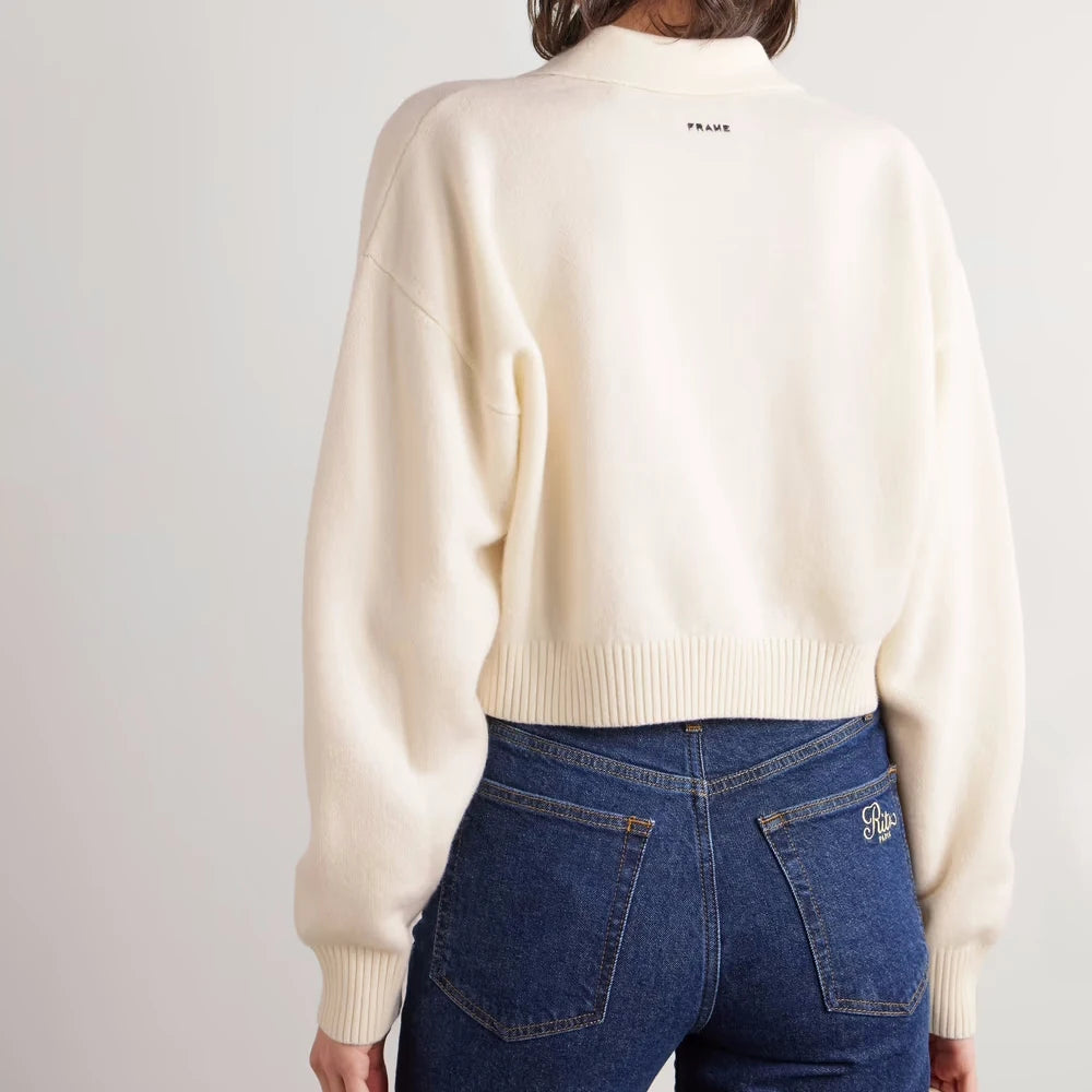 Ritz Paris Luxury Brand Design Women's Polo Collar Sweater