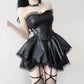 French-Style 'Goddess' Party Dress, Faux Leather in Red and Black