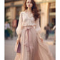 Elegant Retro French Women's Lace-Up Chiffon Two-Piece Outfit