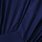 Elegant Round-Neck Silky Satin Long Dress in Navy