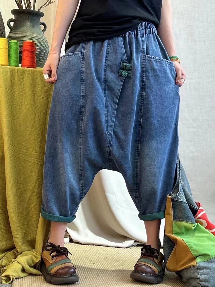 Women's Cropped Casual Baggy Denim Jeans