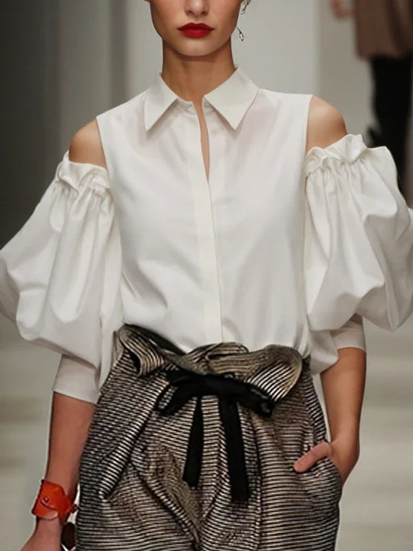 Vireous Women's Tuxedo Dress Shirt