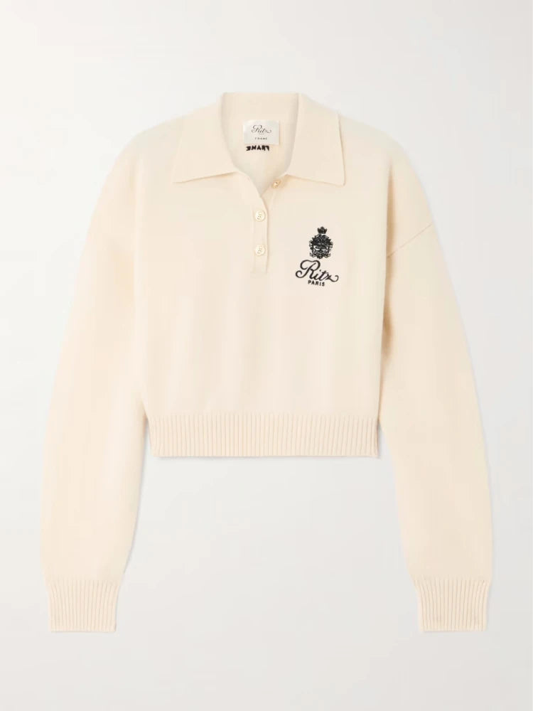 Ritz Paris Luxury Brand Design Women's Polo Collar Sweater