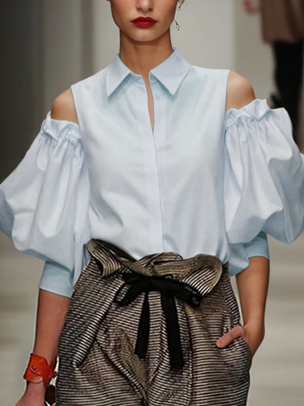 Vireous Women's Tuxedo Dress Shirt