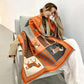 Extra-Large Cashmere Scarf, Equestrian-Print Blanket Wrap, Pashmina