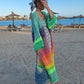 Luxuriously Handknitted Boho Colourful Women's Coat